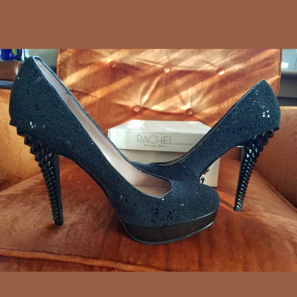 Rachel Roy black shimmery BOSS sexy pumps